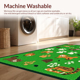 Ultra Soft Area Rug, Non Slip, Stain Resistant, Washable Area Rugs for Living Room, Bedroom, Whimsical Animal Track Motif(Green)