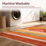 Ultra Soft Area Rug, Non Slip, Stain Resistant, Washable Area Rugs for Living Room, Bedroom, Dynamic Pastel Wave Pattern(Orange)