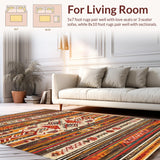 Ultra Soft Area Rug, Non Slip, Stain Resistant, Washable Area Rugs for Living Room, Bedroom, Sophisticated Cozy Boho Fusion(Red)