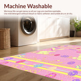 Ultra Soft Area Rug, Non Slip, Stain Resistant, Washable Area Rugs for Living Room, Bedroom, Playful Holiday Character Composition(Pink)
