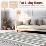 Ultra Soft Area Rug, Non Slip, Stain Resistant, Washable Area Rugs for Living Room, Bedroom, Sleek Striped Contrast Rug Featuring Crisp Black and White Linear Layers(Black)