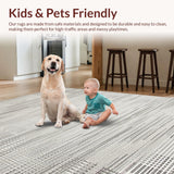 Ultra Soft Area Rug, Non Slip, Stain Resistant, Washable Area Rugs for Living Room, Bedroom, Serene Geometric Coastal Inspired Look(Gray)