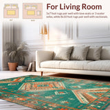 Ultra Soft Area Rug, Non Slip, Stain Resistant, Washable Area Rugs for Living Room, Bedroom, Vibrant Tribal Tapestry Aesthetic(Orange)