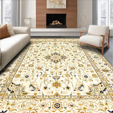 Ultra Soft Area Rug, Non Slip, Stain Resistant, Washable Area Rugs for Living Room, Bedroom, Elegant Speckled Beige Area with Intricate Oushak Floral(Beige)