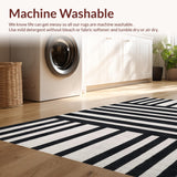Ultra Soft Area Rug, Non Slip, Stain Resistant, Washable Area Rugs for Living Room, Bedroom, Geometric Stripe Area Rug: Contemporary Design(Black)