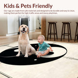 Ultra Soft Area Rug, Non Slip, Stain Resistant, Washable Area Rugs for Living Room, Bedroom, Contemporary Monochrome Symbolic Design(Black)