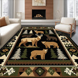 Ultra Soft Area Rug, Non Slip, Stain Resistant, Washable Area Rugs for Living Room, Bedroom, Rustic Earthy Wildlife Illustration(Black)