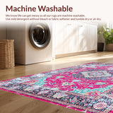 Ultra Soft Area Rug, Non Slip, Stain Resistant, Washable Area Rugs for Living Room, Bedroom, Elegant Colorful Trellis Arrangement(Pink)