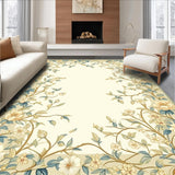 Ultra Soft Area Rug, Non Slip, Stain Resistant, Washable Area Rugs for Living Room, Bedroom, Ethereal Trails Beige and Blue Floral Trail Design(Beige)