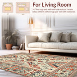 Ultra Soft Area Rug, Non Slip, Stain Resistant, Washable Area Rugs for Living Room, Bedroom, Stylish Minimalist Tribal Elements(Red)