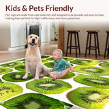 Ultra Soft Area Rug, Non Slip, Stain Resistant, Washable Area Rugs for Living Room, Bedroom, Zesty Kiwi Area Rug Bold Green & Brown Fruit Design Carpet(Green)