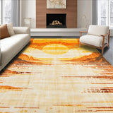 Ultra Soft Area Rug, Non Slip, Stain Resistant, Washable Area Rugs for Living Room, Bedroom, Charming Vintage Sun Print(Orange)