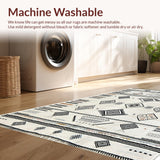 Ultra Soft Area Rug, Non Slip, Stain Resistant, Washable Area Rugs for Living Room, Bedroom, Minimalist Tribal Kitchen Stain-Resistant Floor Mat(Black)