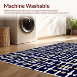 Ultra Soft Area Rug, Non Slip, Stain Resistant, Washable Area Rugs for Living Room, Bedroom, Contemporary Geometric Area Rug Modern Style for Versatile Placement(Blue)