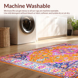 Ultra Soft Area Rug, Non Slip, Stain Resistant, Washable Area Rugs for Living Room, Bedroom, Contemporary Lattice Pattern Charm(Orange)