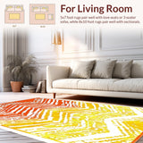 Ultra Soft Area Rug, Non Slip, Stain Resistant, Washable Area Rugs for Living Room, Bedroom, Eclectic Fluid Shape Decor Accent(Yellow)