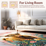 Ultra Soft Area Rug, Non Slip, Stain Resistant, Washable Area Rugs for Living Room, Bedroom, Whimsical Farmhouse Animal Design(Brown)