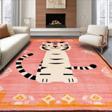 Ultra Soft Area Rug, Non Slip, Stain Resistant, Washable Area Rugs for Living Room, Bedroom, Bright Cheerful Tiger Design(Pink)