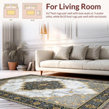 Ultra Soft Area Rug, Non Slip, Stain Resistant, Washable Area Rugs for Living Room, Bedroom, Luxurious Tiled Grey and Ivory Aesthetic(White)