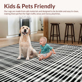 Ultra Soft Area Rug, Non Slip, Stain Resistant, Washable Area Rugs for Living Room, Bedroom, Elegant Black and White Striped Carpet for Sophisticated Decor(Black)