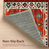 Ultra Soft Area Rug, Non Slip, Stain Resistant, Washable Area Rugs for Living Room, Bedroom, Tribal Distressed Ethnic Aesthetic(Red)