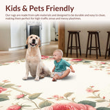 Ultra Soft Area Rug, Non Slip, Stain Resistant, Washable Area Rugs for Living Room, Bedroom, Bright Cheerful Petal Display(Beige)