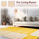 Ultra Soft Area Rug, Non Slip, Stain Resistant, Washable Area Rugs for Living Room, Bedroom, Soft Cozy Earthy Minimalism(Yellow)
