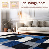 Ultra Soft Area Rug, Non Slip, Stain Resistant, Washable Area Rugs for Living Room, Bedroom, Rustic Textured Color Fusion(Blue)