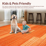 Ultra Soft Area Rug, Non Slip, Stain Resistant, Washable Area Rugs for Living Room, Bedroom, Sleek Modern Warm Palette(Orange)