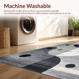 Ultra Soft Area Rug, Non Slip, Stain Resistant, Washable Area Rugs for Living Room, Bedroom, Trendy Monochrome Yin-Yang Aesthetic(Gray)