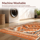 Ultra Soft Area Rug, Non Slip, Stain Resistant, Washable Area Rugs for Living Room, Bedroom, Aztec Geometric Fall Bedroom Washable Low Pile Carpet(Orange)