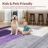 Ultra Soft Area Rug, Non Slip, Stain Resistant, Washable Area Rugs for Living Room, Bedroom, Vibrant Modern Geometric Fusion(Purple)