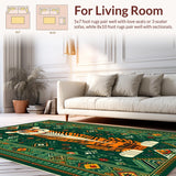 Ultra Soft Area Rug, Non Slip, Stain Resistant, Washable Area Rugs for Living Room, Bedroom, Bold Tropical Tiger Motif(Orange)