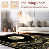 Ultra Soft Area Rug, Non Slip, Stain Resistant, Washable Area Rugs for Living Room, Bedroom, Dramatic Gothic Symbolic Decor(Gold)