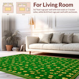 Ultra Soft Area Rug, Non Slip, Stain Resistant, Washable Area Rugs for Living Room, Bedroom, Rustic Four-Leaf Clover Motif(Green)