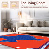 Ultra Soft Area Rug, Non Slip, Stain Resistant, Washable Area Rugs for Living Room, Bedroom, Rustic Multi-Color State Silhouette(Red)