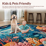 Ultra Soft Area Rug, Non Slip, Stain Resistant, Washable Area Rugs for Living Room, Bedroom, Toddler Playroom Ocean Adventure Alphabet Shape Area Rug(Blue)