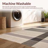 Ultra Soft Area Rug, Non Slip, Stain Resistant, Washable Area Rugs for Living Room, Bedroom, Artful Rustic Streaked Composition(Beige)