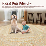 Ultra Soft Area Rug, Non Slip, Stain Resistant, Washable Area Rugs for Living Room, Bedroom, Boho Chic Tan Runner Rug with Artisan Geometric Pattern for Entryway(Beige)