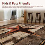 Ultra Soft Area Rug, Non Slip, Stain Resistant, Washable Area Rugs for Living Room, Bedroom, Rustic West Star Welcome Rug for Entryway Brown Cowboy Cowgirl Motif Carpet(Brown)