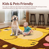 Ultra Soft Area Rug, Non Slip, Stain Resistant, Washable Area Rugs for Living Room, Bedroom, Cozy Teddy Bear Lettering Pattern(Yellow)