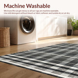 Ultra Soft Area Rug, Non Slip, Stain Resistant, Washable Area Rugs for Living Room, Bedroom, Welcoming Striped Front Door Rug for Modern Farmhouse Aesthetic(Black)