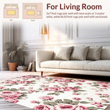 Ultra Soft Area Rug, Non Slip, Stain Resistant, Washable Area Rugs for Living Room, Bedroom, Whimsical Country Style Pattern(Ivory)