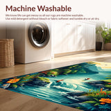 Ultra Soft Area Rug, Non Slip, Stain Resistant, Washable Area Rugs for Living Room, Bedroom, Nature Carved Fishing Scene Cabin Area Carpet(Green)