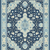 Ultra Soft Area Rug, Non Slip, Stain Resistant, Washable Area Rugs for Living Room, Bedroom, Stylish Patterned Ogee Arrangement(Blue)