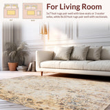 Ultra Soft Area Rug, Non Slip, Stain Resistant, Washable Area Rugs for Living Room, Bedroom, Beige Brown Area Distressed Floral(Beige)