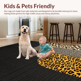 Ultra Soft Area Rug, Non Slip, Stain Resistant, Washable Area Rugs for Living Room, Bedroom, Chic Earthy Toned Leopard Design(Black)