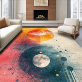 Ultra Soft Area Rug, Non Slip, Stain Resistant, Washable Area Rugs for Living Room, Bedroom, Gradient Moon Phase Boho Hallway Runner(Orange)