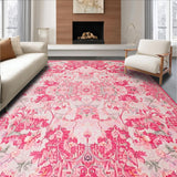 Ultra Soft Area Rug, Non Slip, Stain Resistant, Washable Area Rugs for Living Room, Bedroom, Coquette Pink Tiled Motif(Pink)