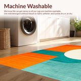 Ultra Soft Area Rug, Non Slip, Stain Resistant, Washable Area Rugs for Living Room, Bedroom, Vibrant Teal Orange Fusion(Orange)